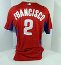 2011-13 Philadelphia Phillies Delvi Francisco #2 Game Used Red Jersey ST BP 18