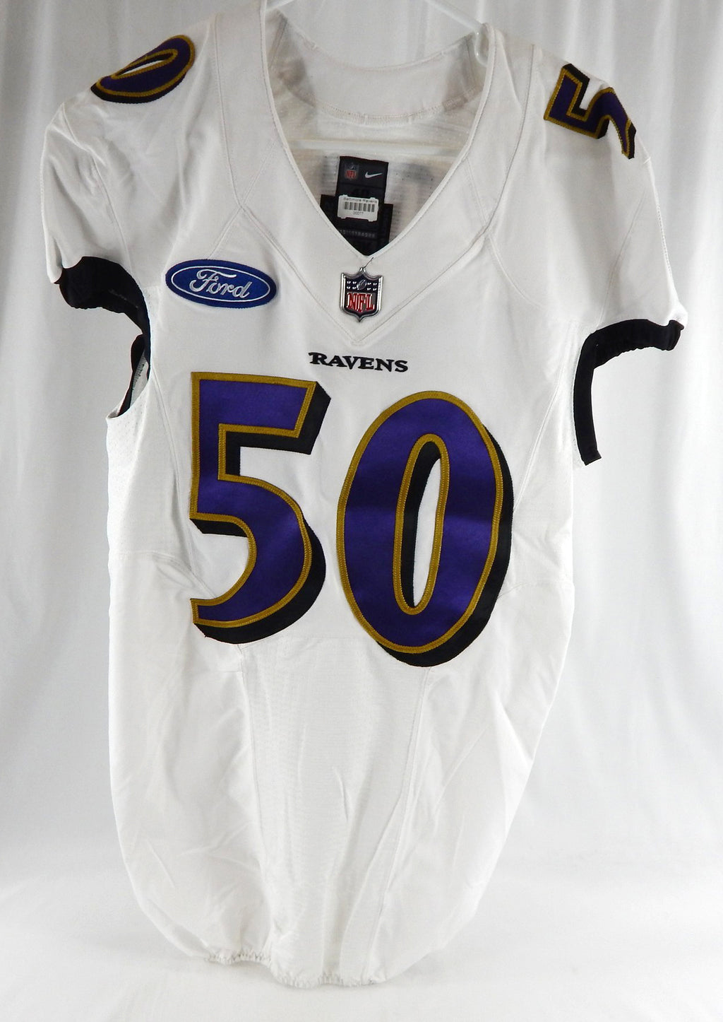 2018 Baltimore Ravens Doyle #50 Game Used White Practice Jersey Ford Patch 40 16