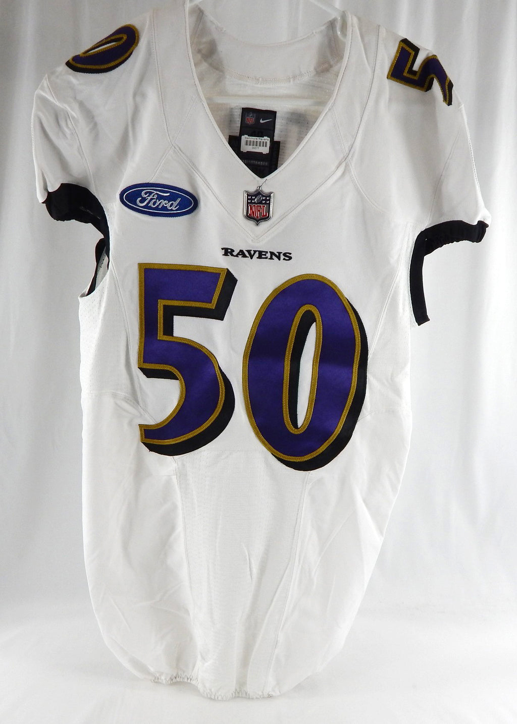 2018 Baltimore Ravens Doyle #50 Game Used White Practice Jersey Ford Patch 40 16 Pic2