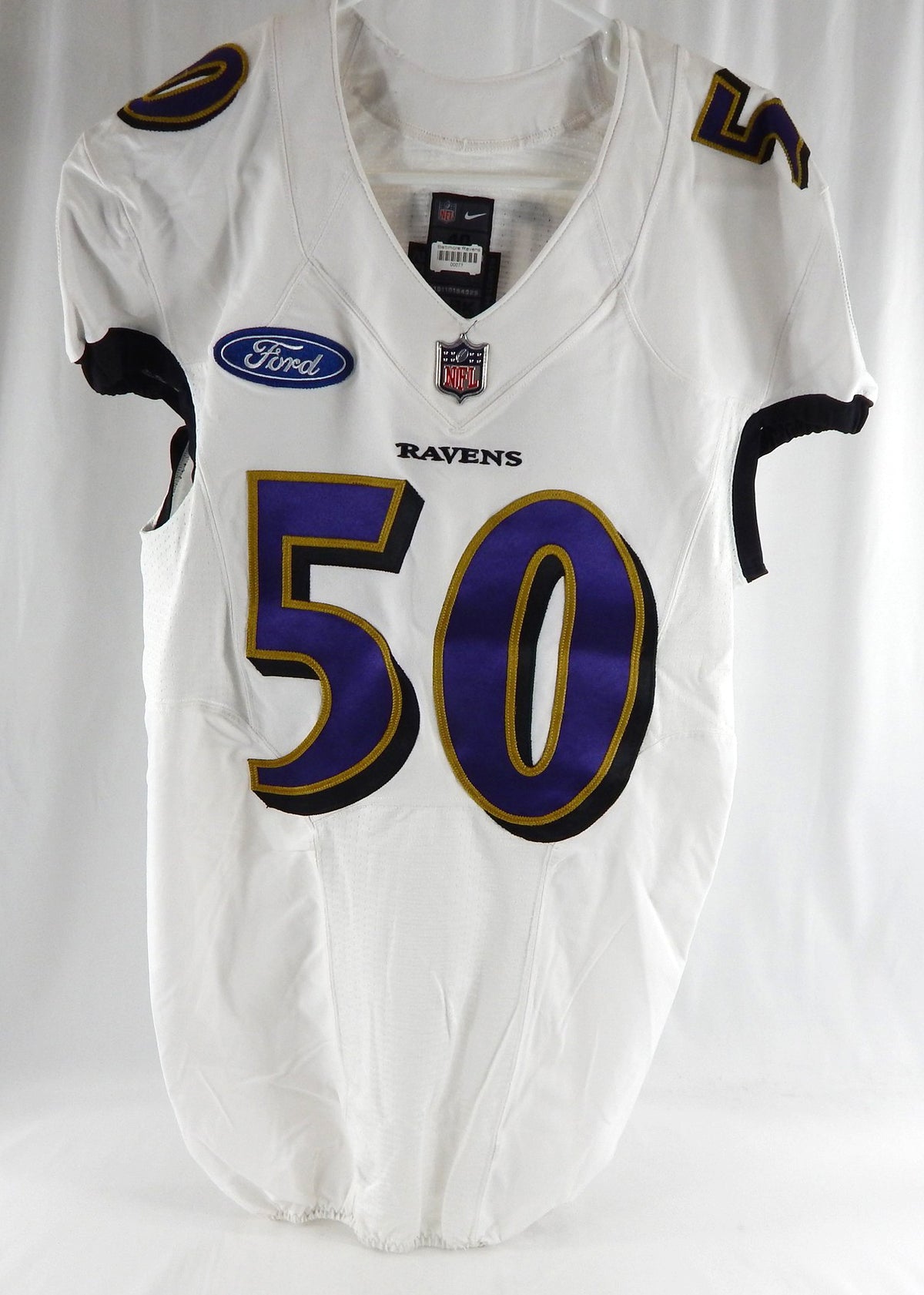 2018 Baltimore Ravens Doyle #50 Game Used White Practice Jersey Ford Patch 40 16 Pic2