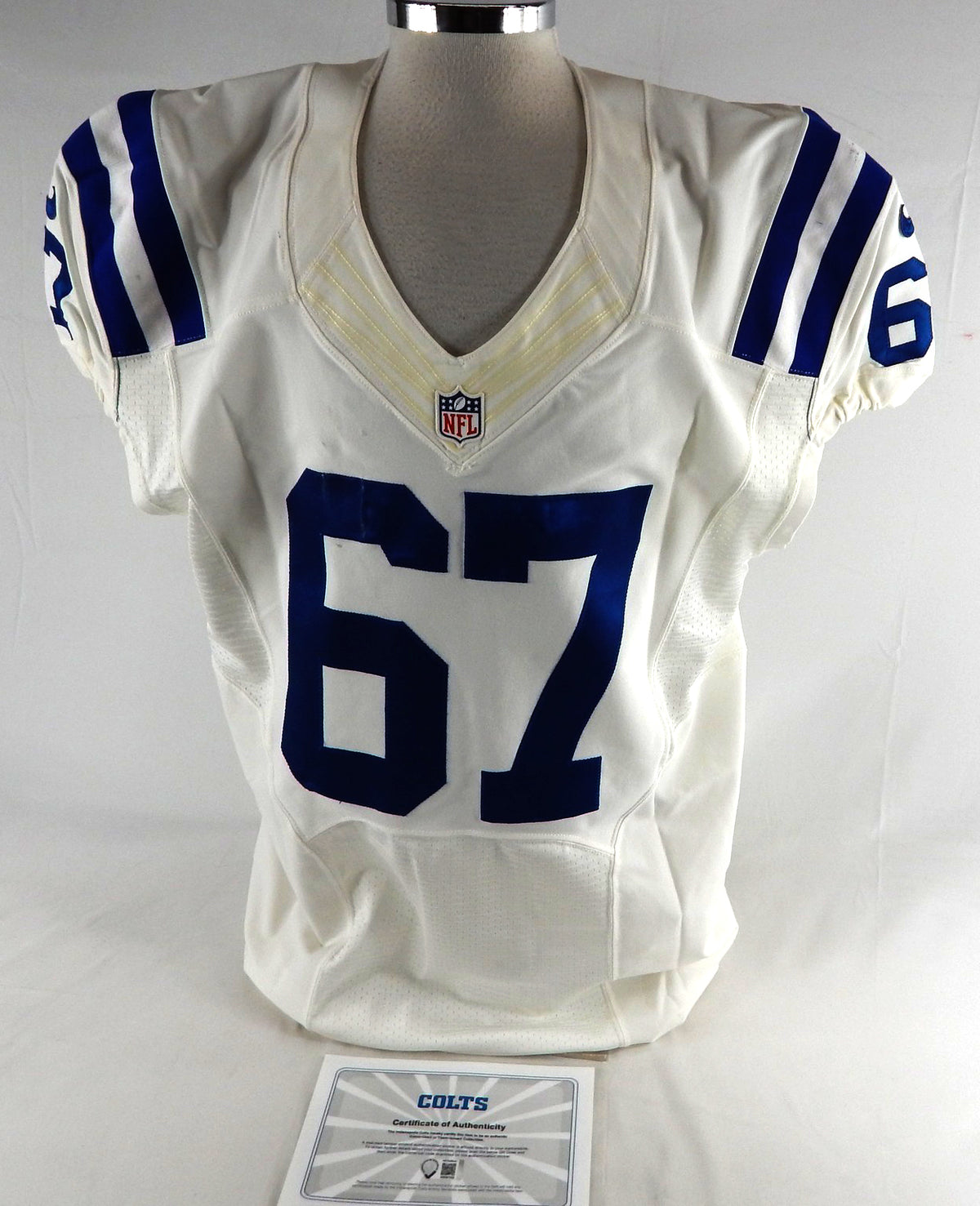2012 Indianapolis Colts Zach Allen #67 Game Issued Pos Used White Jersey 52 536