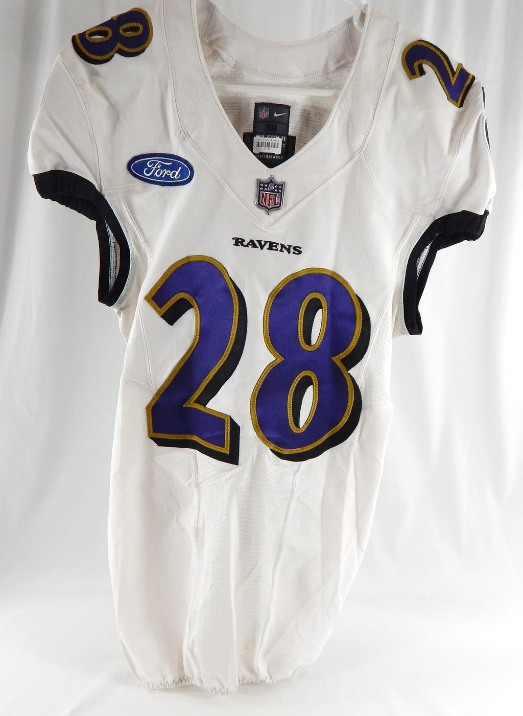 2021 Baltimore Ravens Trayvon Mulllen #28 Game Used White Practice Jersey 38 317