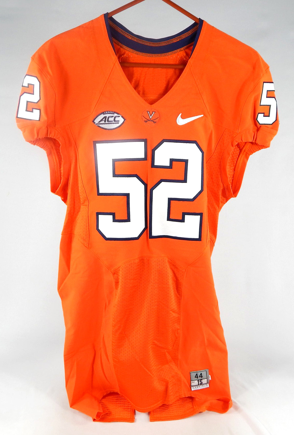 2015 Virginia Cavaliers Grant Polk #52 Game Used Orange Jersey 44 114 Pic2