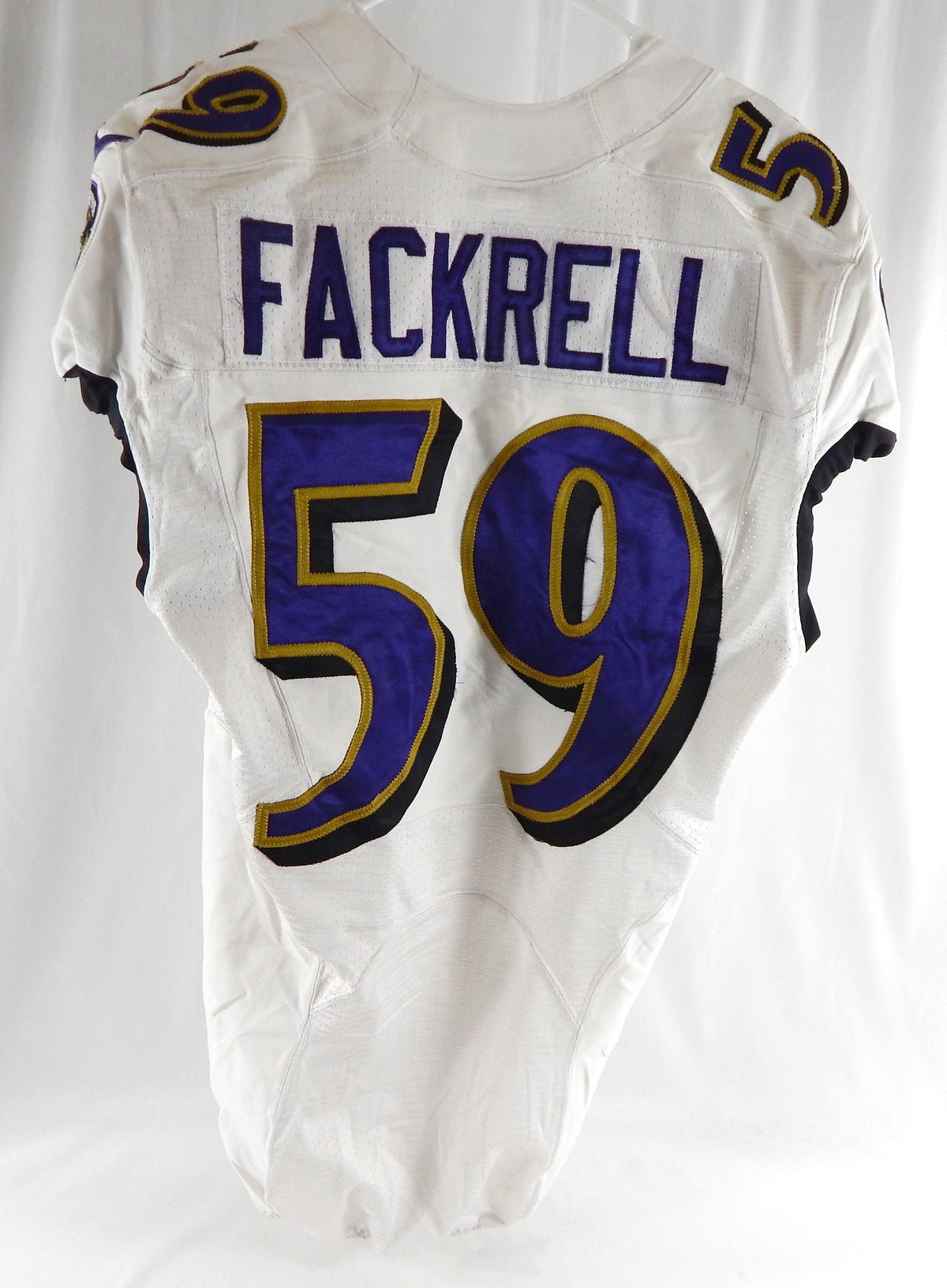 2016 Baltimore Ravens Kyler Fackrell #59 Game Used White Practice Jersey 40 318 Pic2