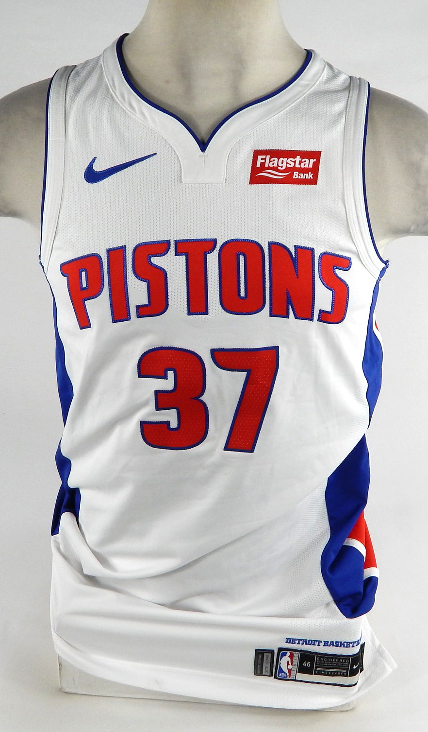 2018-19 Detroit Pistons Reggie Hearn #37 Game Issued White Jersey 46 DP73793