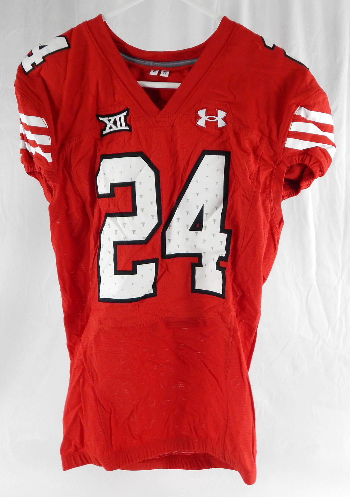 2023 Texas Tech Red Raiders #24 Game Used Red Jersey Throwback Football 46 690