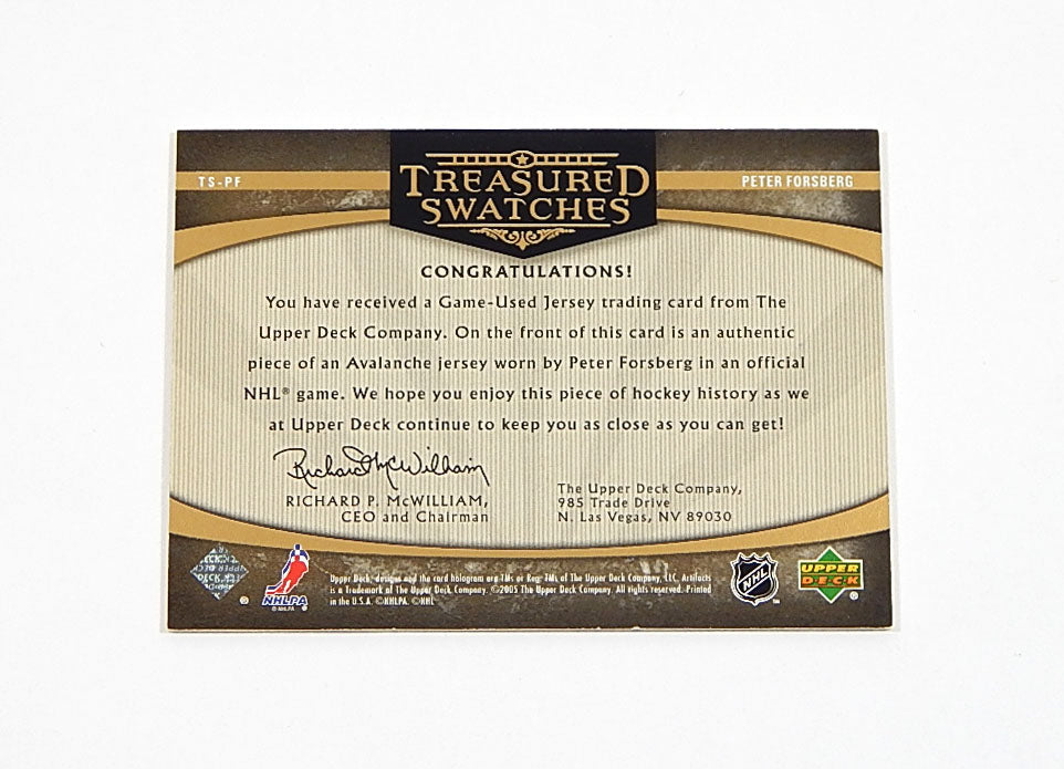 2005-06 Artifacts Treasured Swatches Peter Forsberg #TS-PF Jersey /275 Pic2