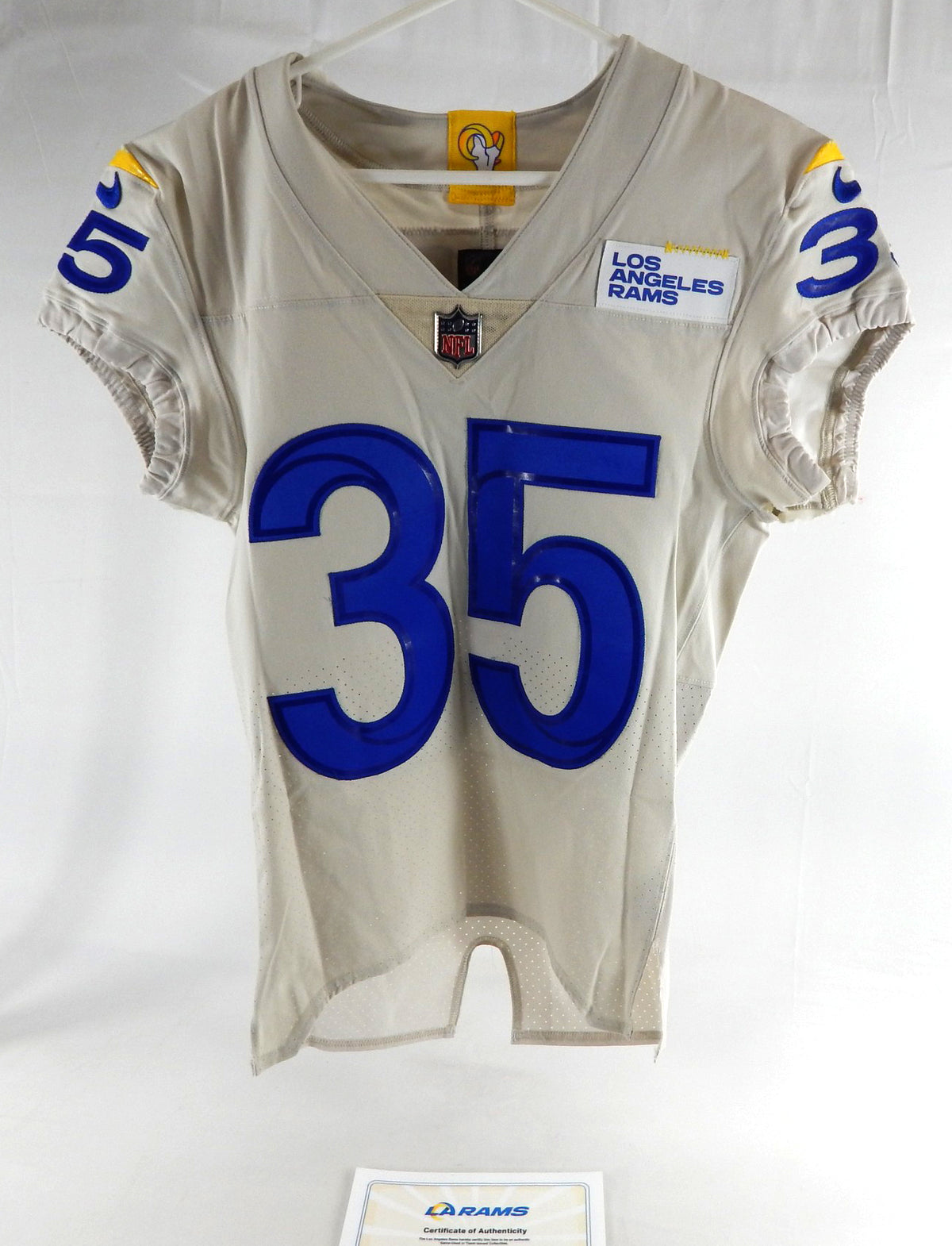 2020 Los Angeles Rams Kareem Orr #35 Game Issued Pos Used White Jersey 36 541