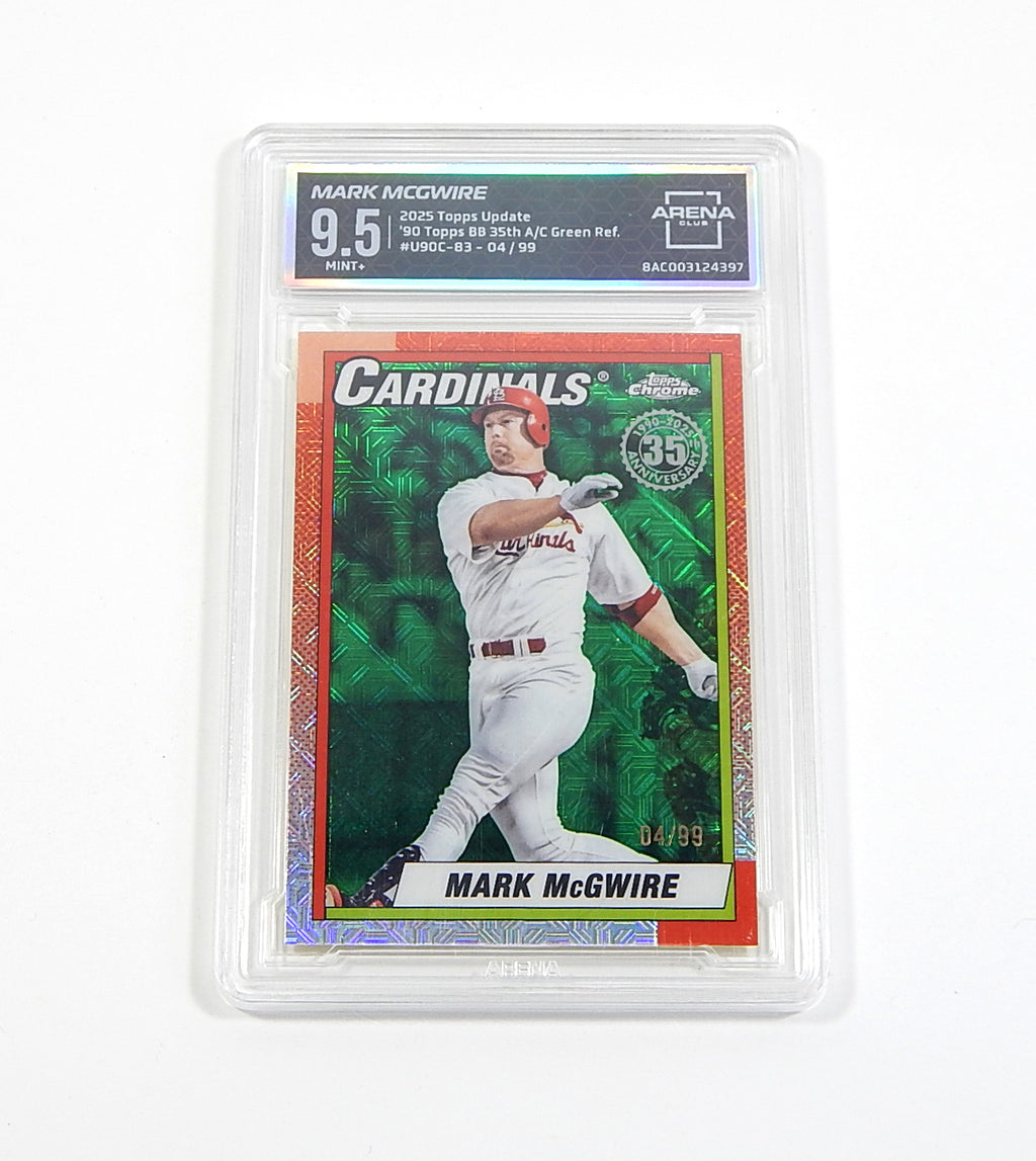 2025 Topps Update Green Mojo Refractor Mark McGwire #U90C-83 #'d /99 Arena 9.5