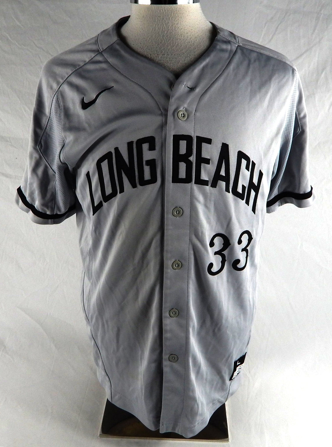 2019 Long Beach State Dirtbags #33 Game Used Grey Jersey Baseball L 600