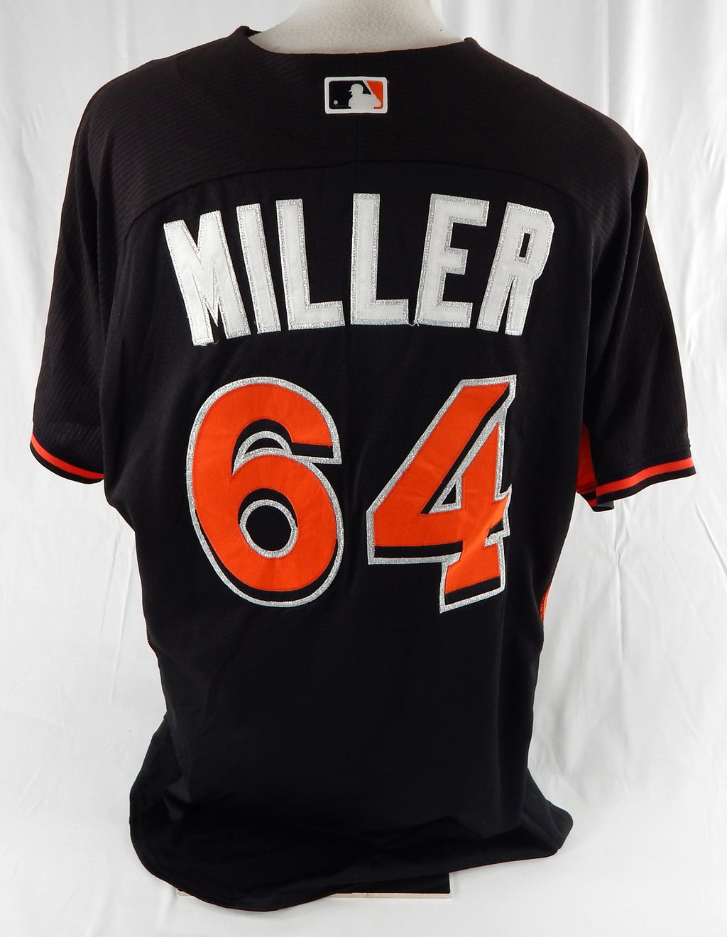2014-16 Miami Marlins Miller #64 Game Used Black Jersey ST BP 48 045 Pic2
