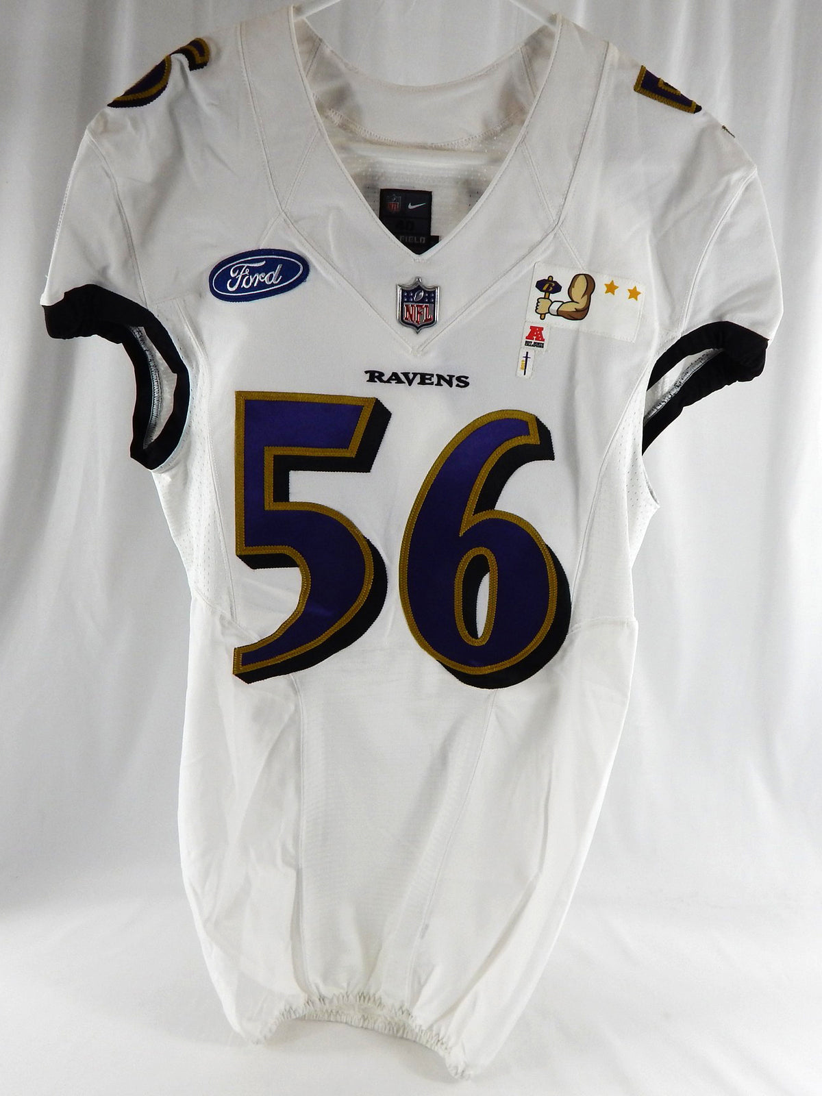 2018 Baltimore Ravens Otaro Alaka #56 Game Used White Practice Jersey Honor P 7