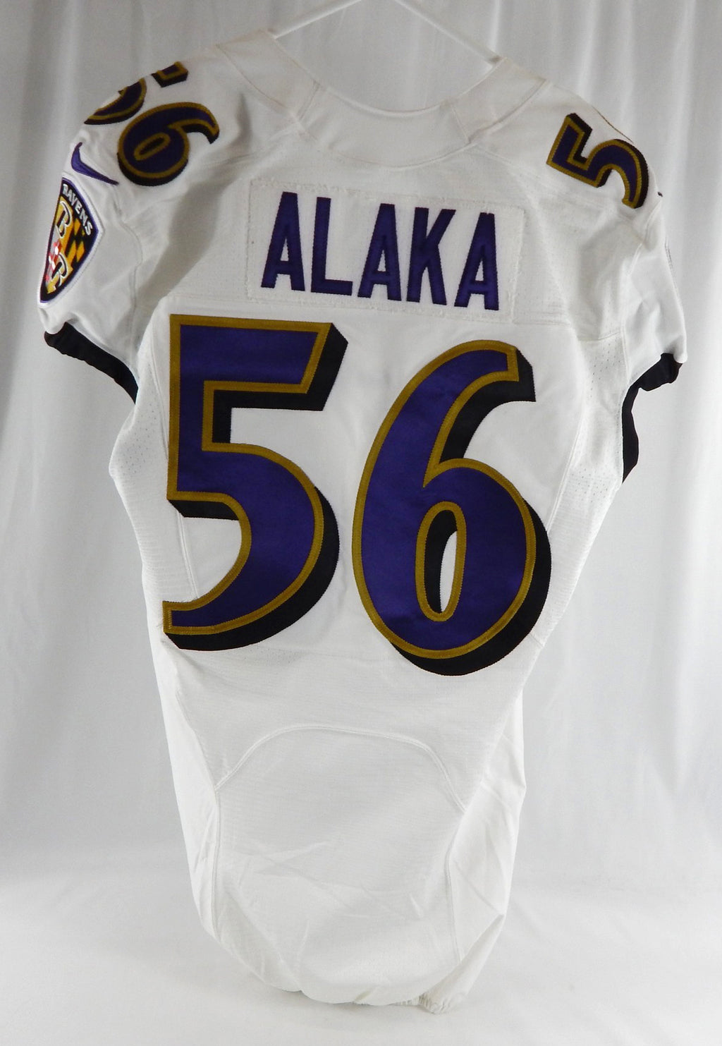 2018 Baltimore Ravens Otaro Alaka #56 Game Used White Practice Jersey Honor P 7 Pic2