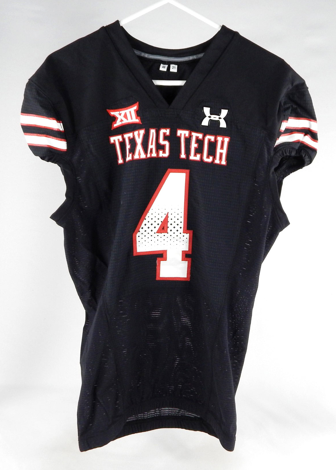 2021 Texas Tech Red Raiders #4 Game Used Black Jersey Throwback NP Rem 46 989