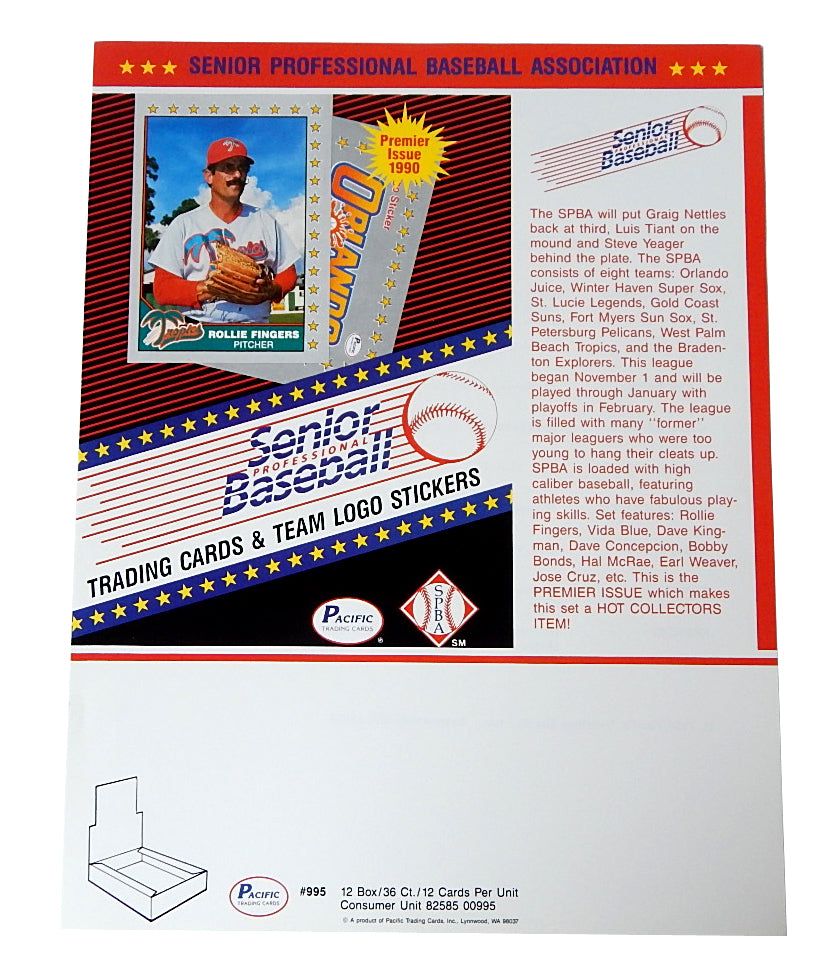 1990 Pacific Senior Professional Baseball Wax Box Order Sell Sheet