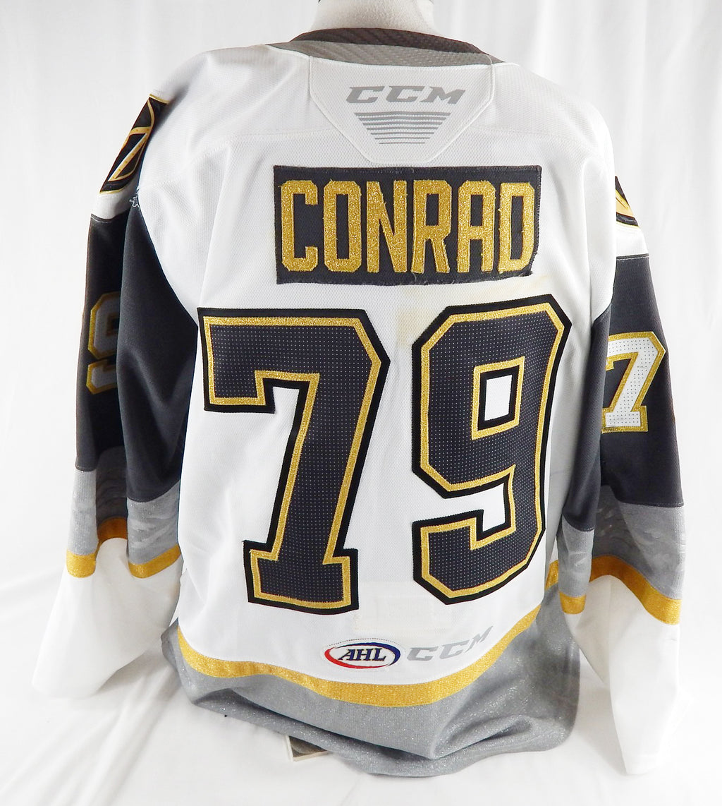 2021-23 Henderson Silver Knights Colt Conrad #79 Game Used White Jersey 56 591 Pic2