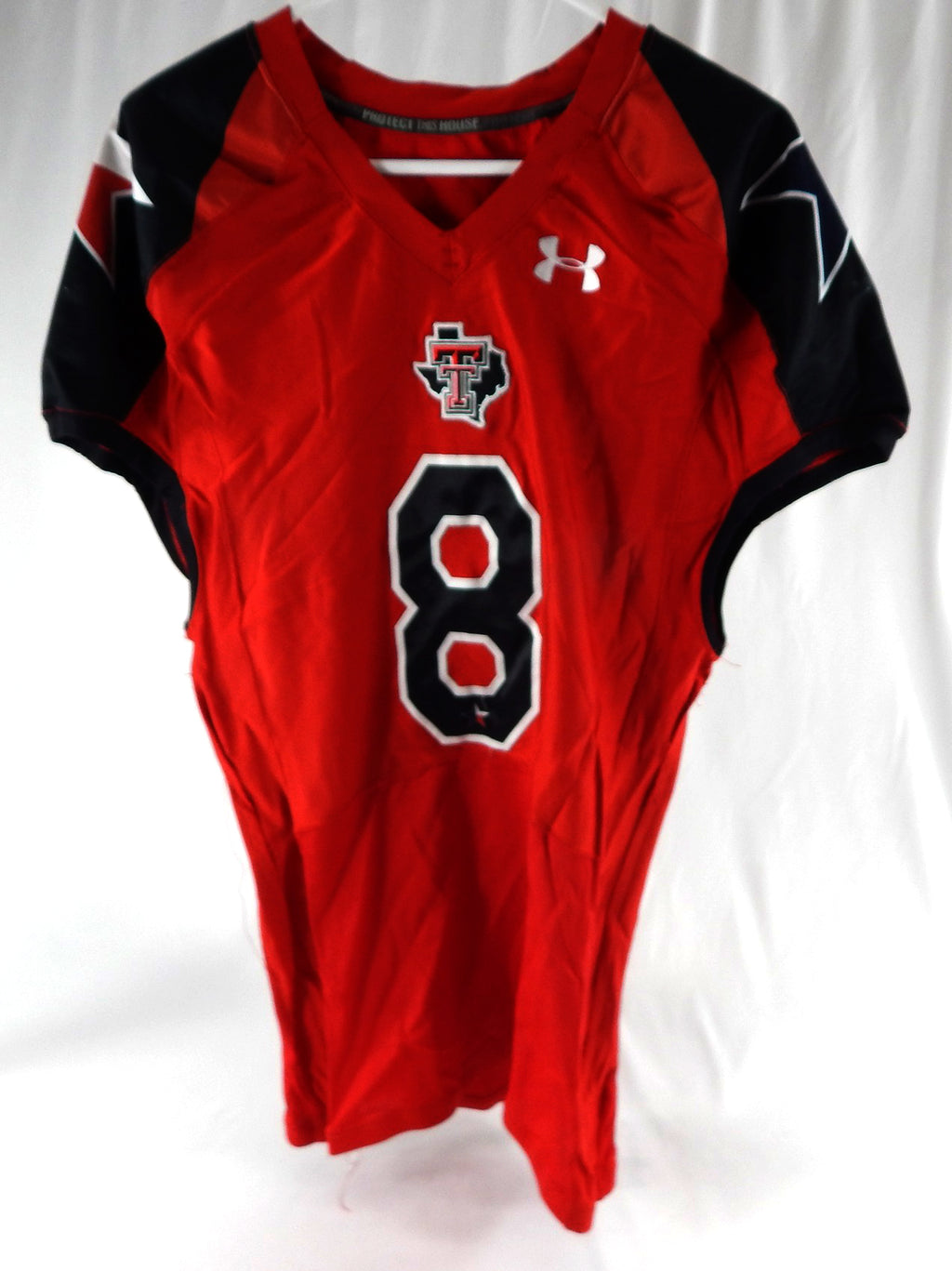 2012 Texas Tech Red Raiders #8 Game Used Red Jersey Lone Star Football NP R 67
