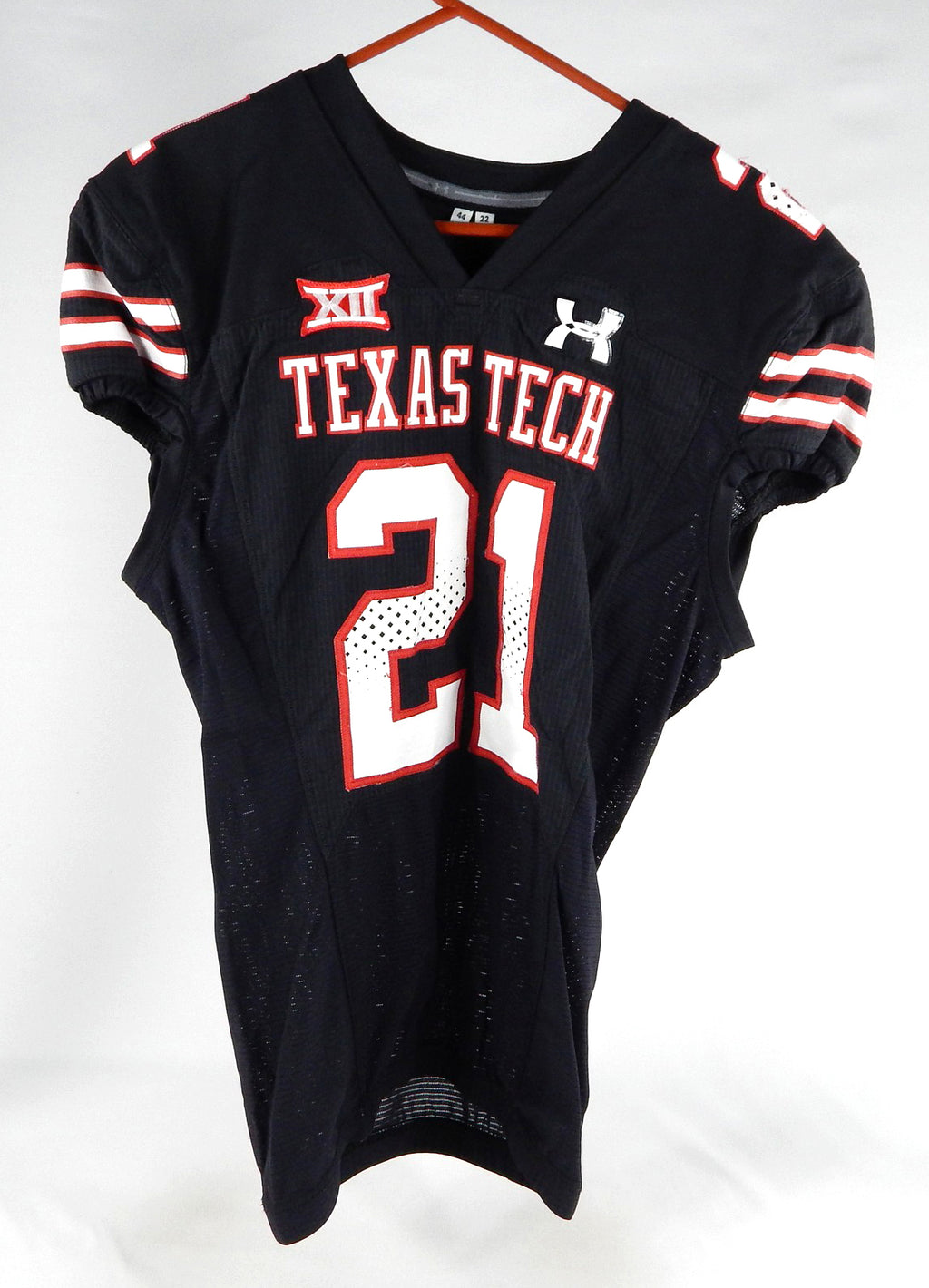 2022 Texas Tech Red Raiders #21 Game Used Black Jersey Throwback NP Rem 44 992