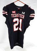 2022 Texas Tech Red Raiders #21 Game Used Black Jersey Throwback NP Rem 44 992