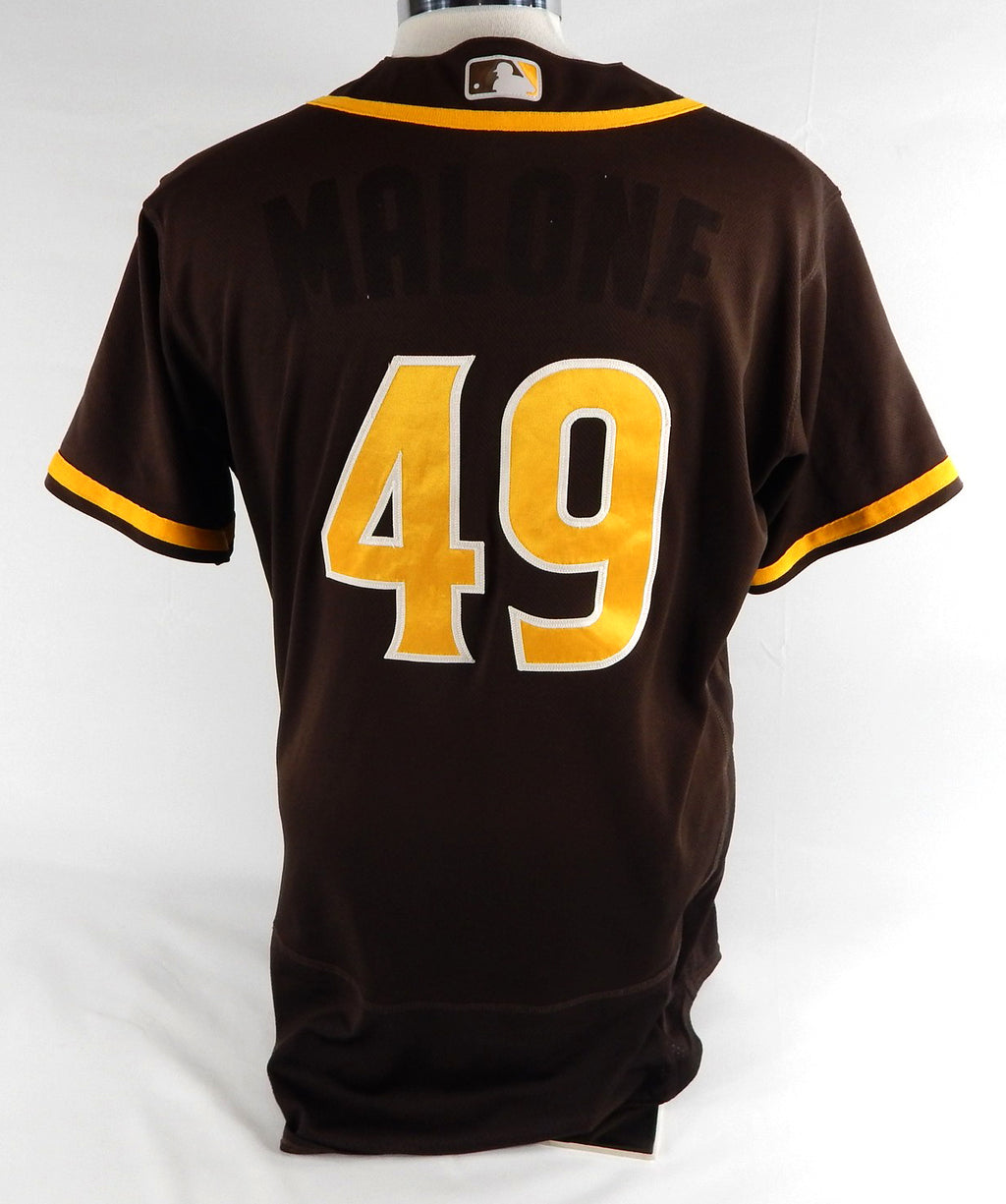 2020-24 San Diego Padres Malone #49 Game Used Brown Jersey Throwback ST BP 556 Pic2