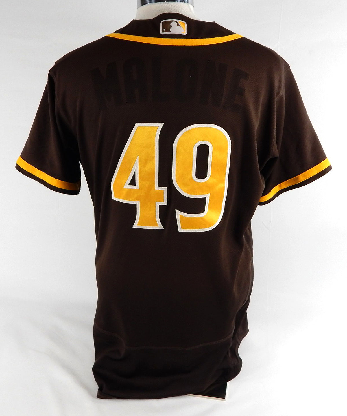 2020-24 San Diego Padres Malone #49 Game Used Brown Jersey Throwback ST BP 556 Pic2
