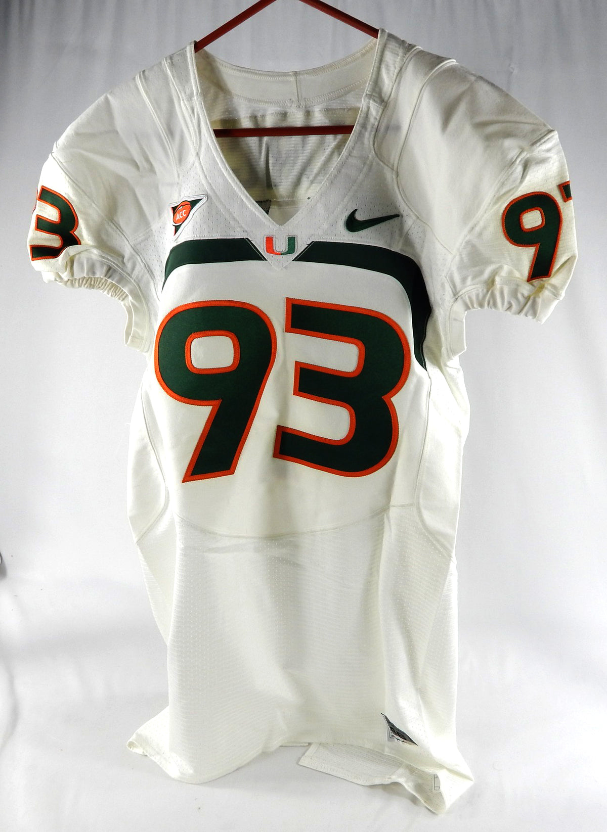 2004-07 Miami Hurricanes Dwayne Hendricks #93 Game Used White Jersey Football 1