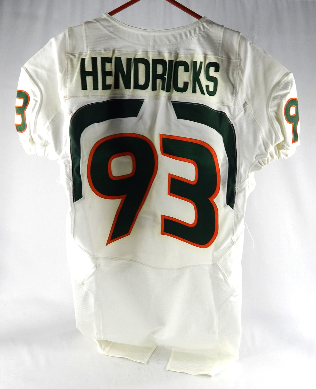 2004-07 Miami Hurricanes Dwayne Hendricks #93 Game Used White Jersey Football 1 Pic2