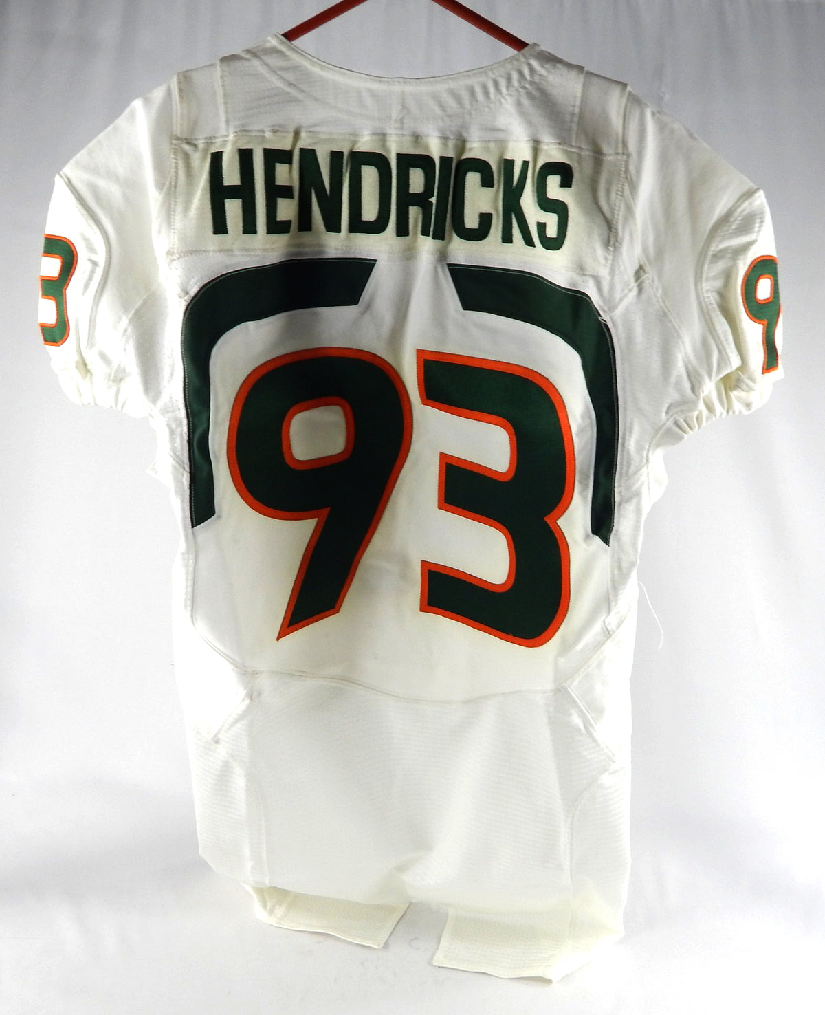 2004-07 Miami Hurricanes Dwayne Hendricks #93 Game Used White Jersey Football 1 Pic2