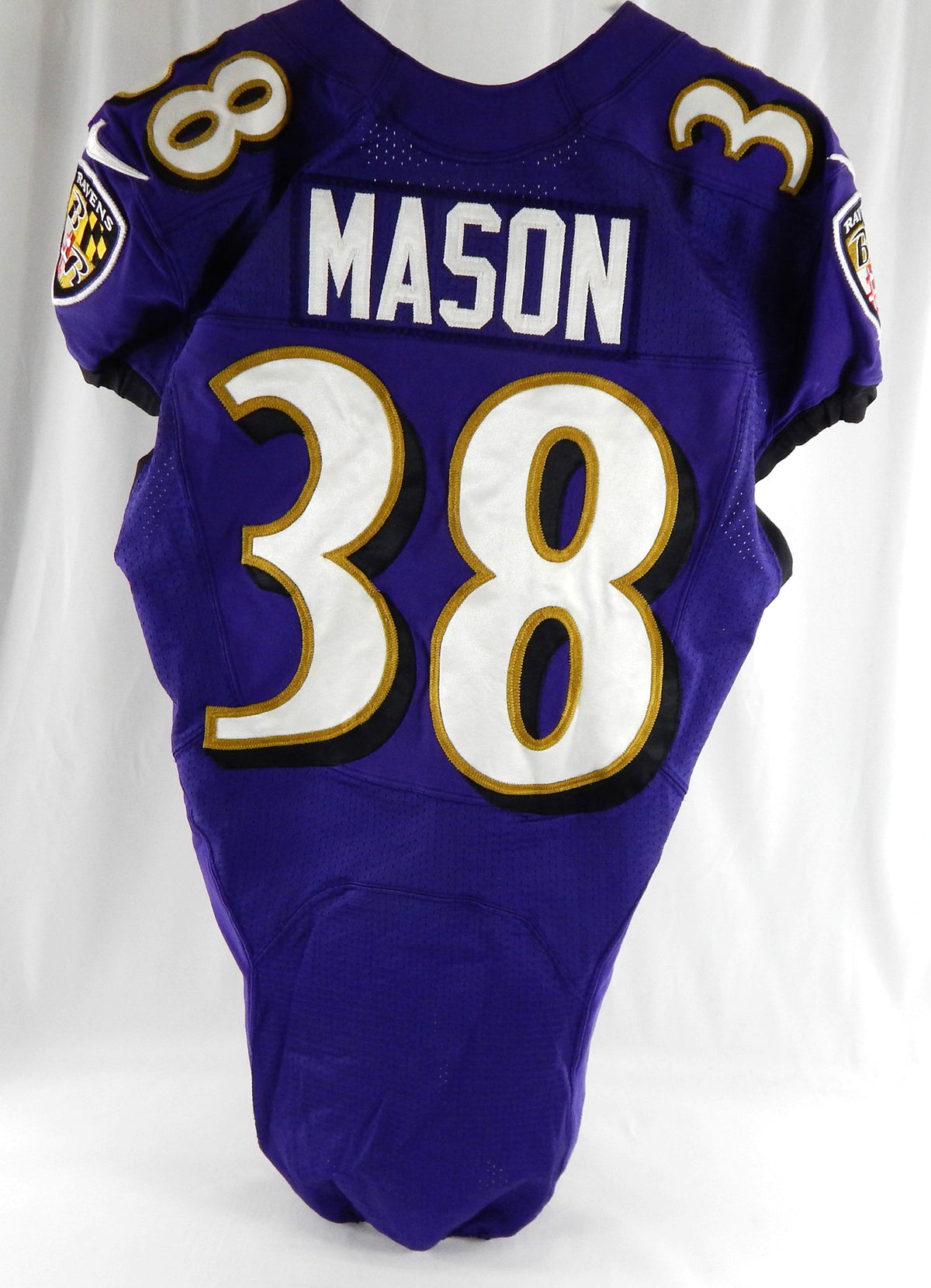 2020 Baltimore Ravens Ben Mason #38 Game Used Purple Practice Jersey Honor P 2 Pic2