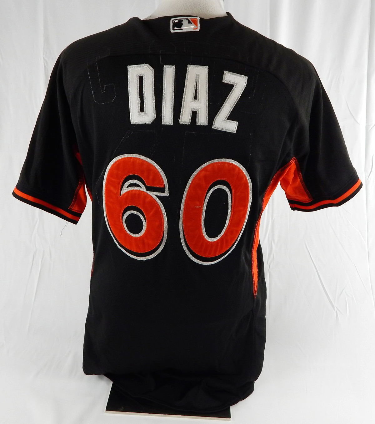 2014-16 Miami Marlins Diaz #60 Game Used Black Jersey ST BP 42 056 Pic2