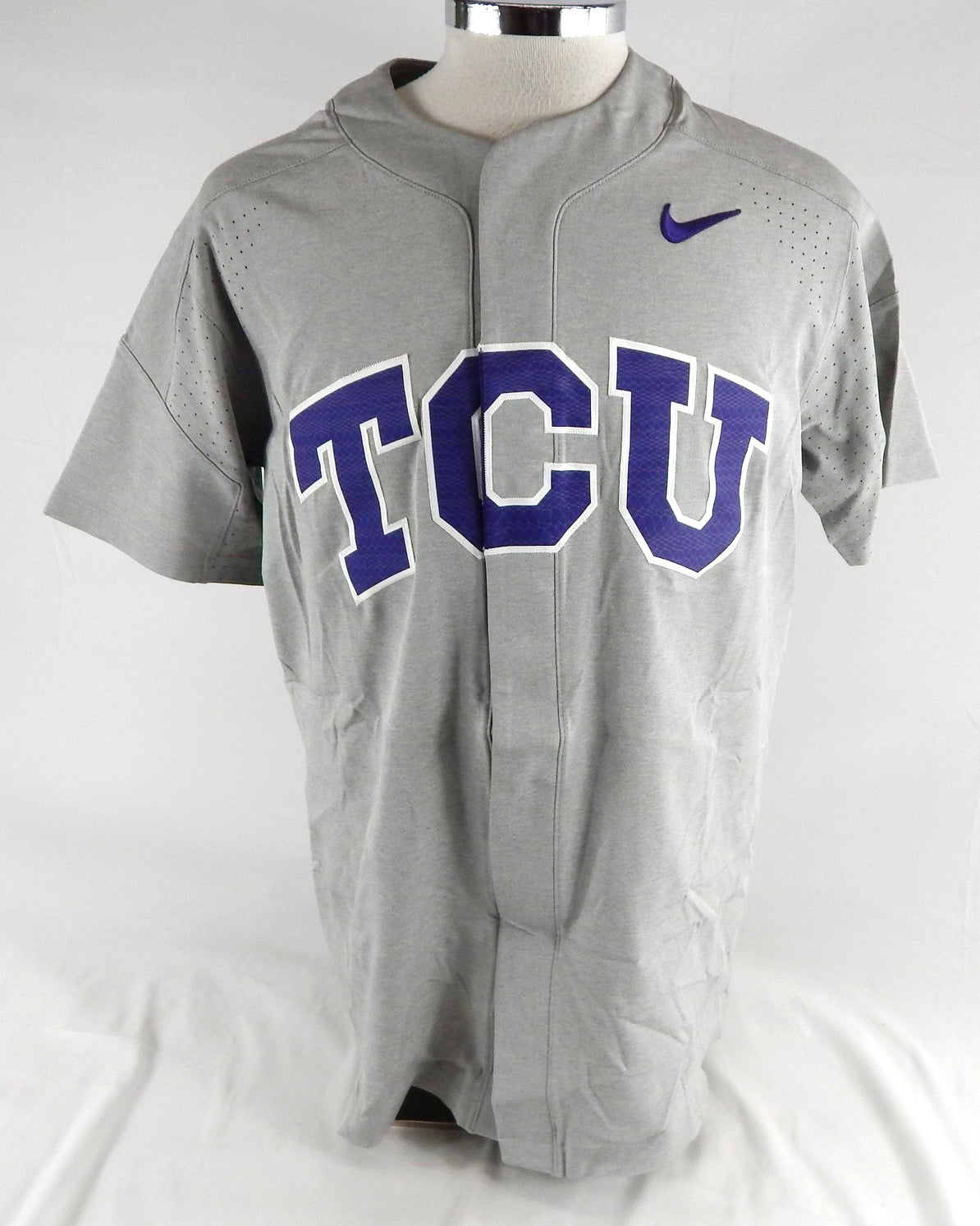 2017 Texas Christian TCU Horned Frogs Blank Game Issued Grey Jersey Baseball L 1