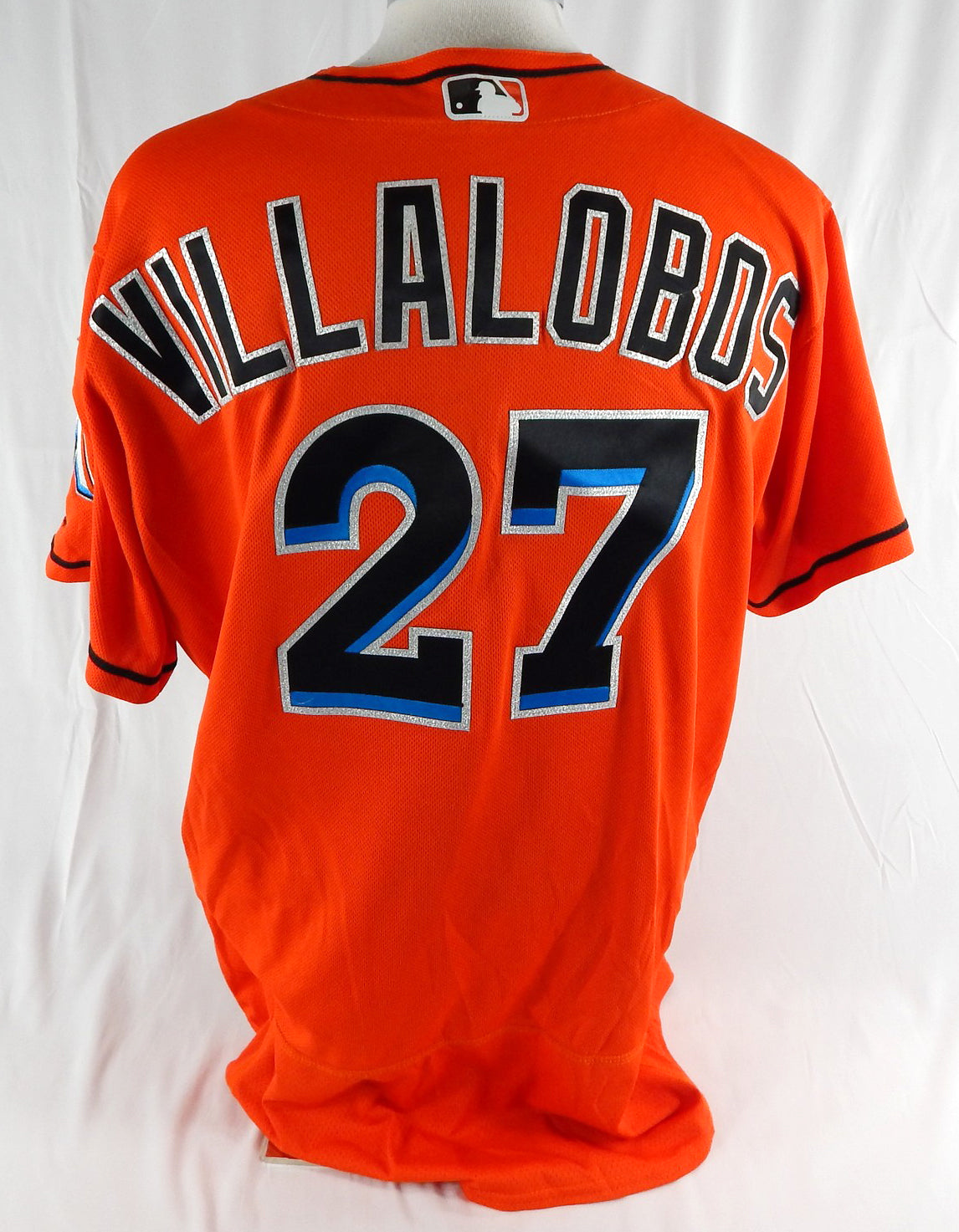 2012-17 Miami Marlins Villalobos #27 Game Used Orange Jersey 48 054 Pic2