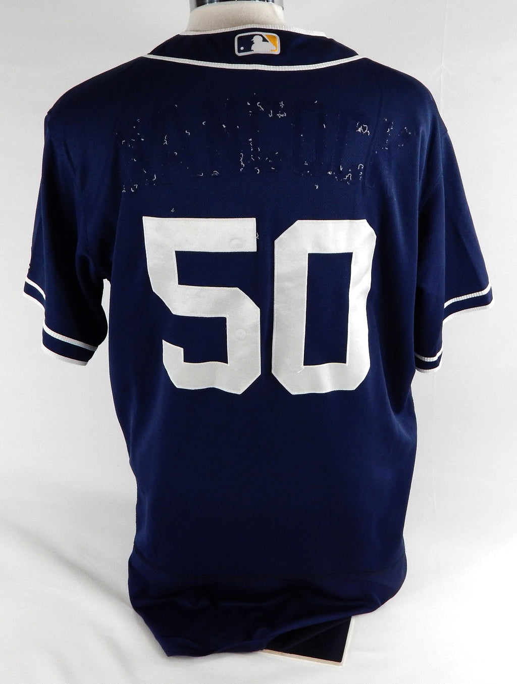 2012-19 San Diego Padres Hancock #50 Game Used Navy Jersey ST BP 48 564 Pic2