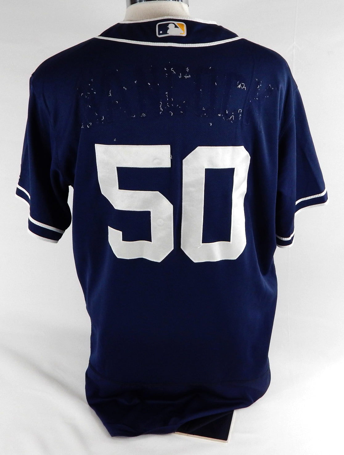 2012-19 San Diego Padres Hancock #50 Game Used Navy Jersey ST BP 48 564 Pic2
