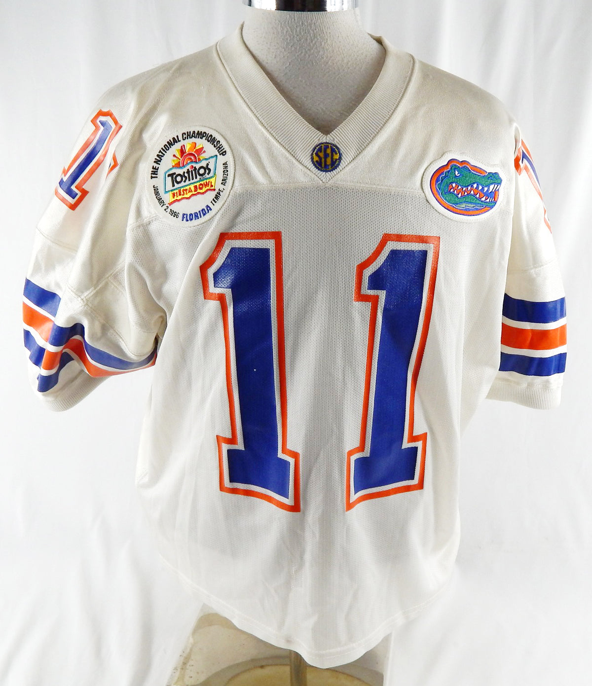 1995 Florida Gators Ben Hanks #11 Game Issued White Jersey Fiesta Bowl Patch 5