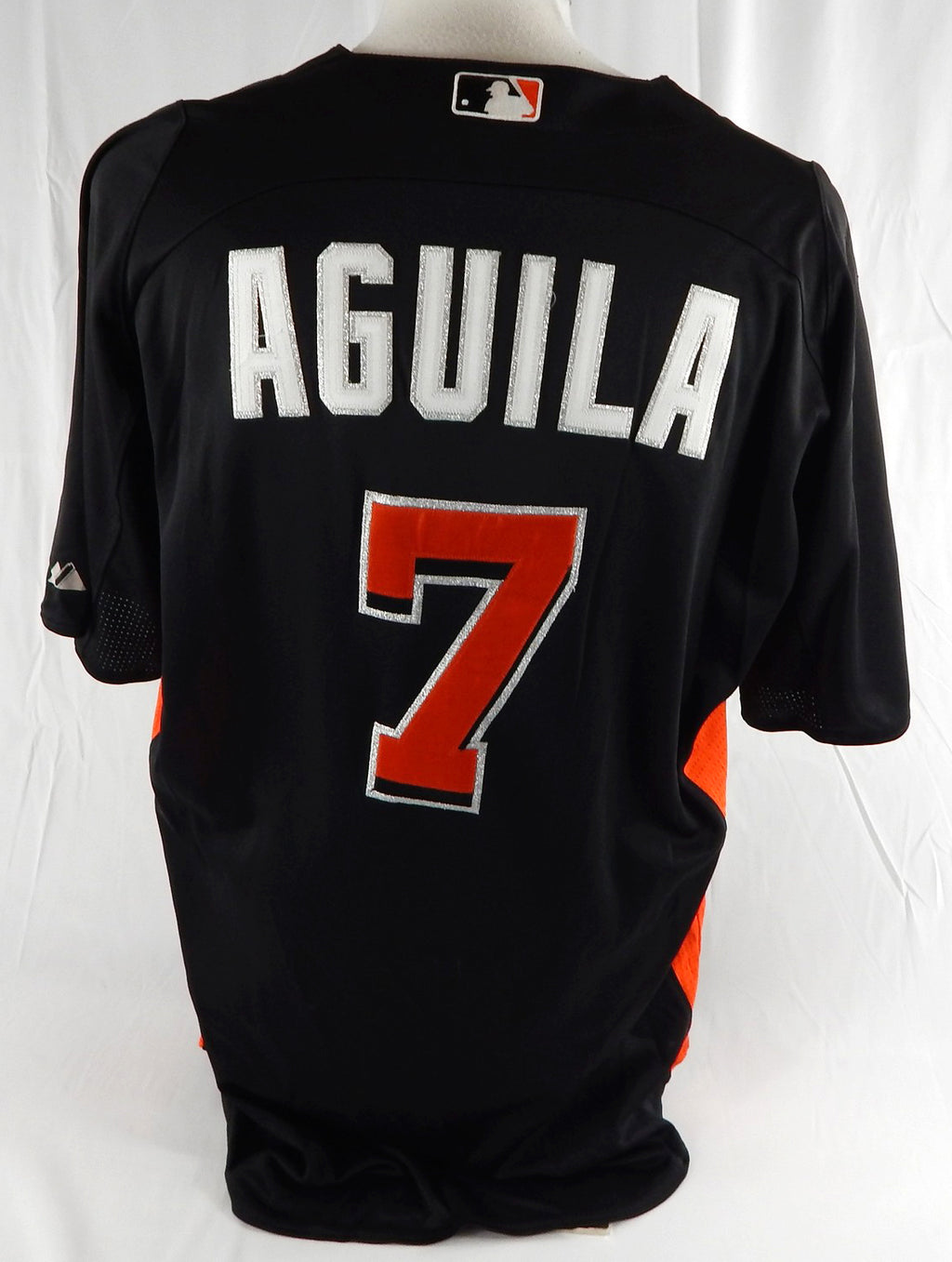 2014-16 Miami Marlins Chris Aguila #7 Game Used Black Jersey ST BP 44 061 Pic2