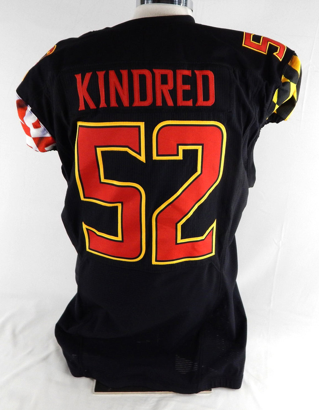2022 Maryland Terrapins Keon Kindred #52 Game Used Black Jersey Football 50 602 Pic2