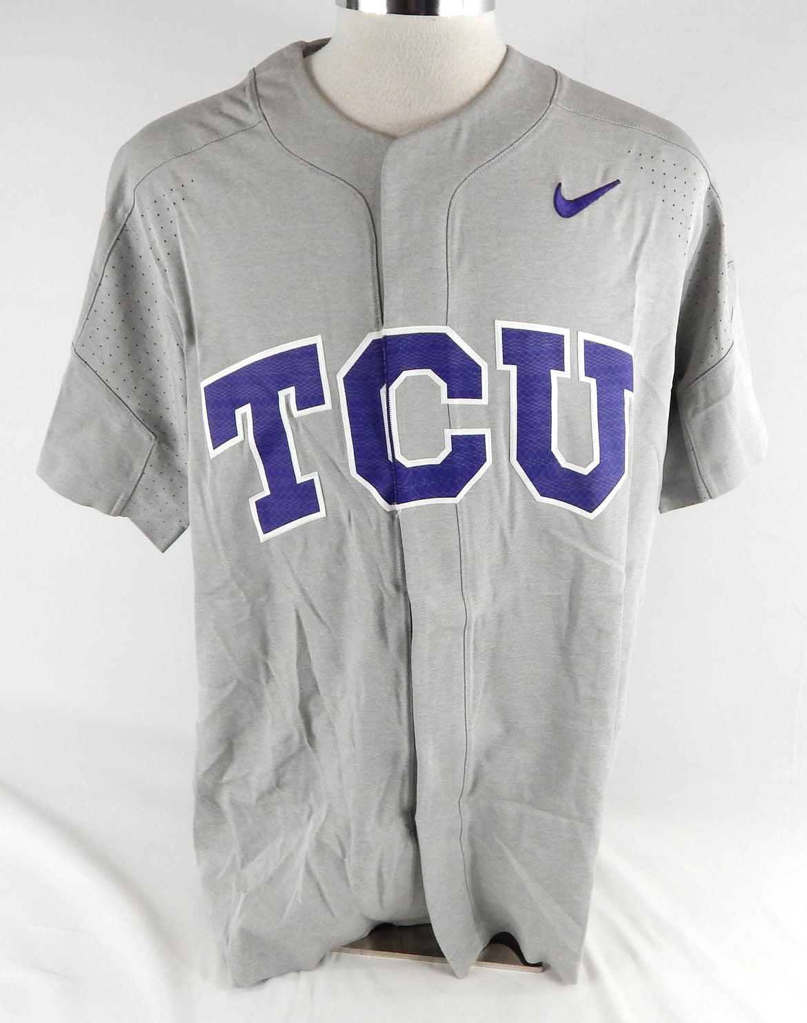 Texas Christian TCU Horned Frogs Blank Game Issued Grey Jersey Baseball 7 2017