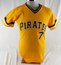 1977 Pittsburgh Pirates Long #7 Game Used Yellow Jersey 36 137