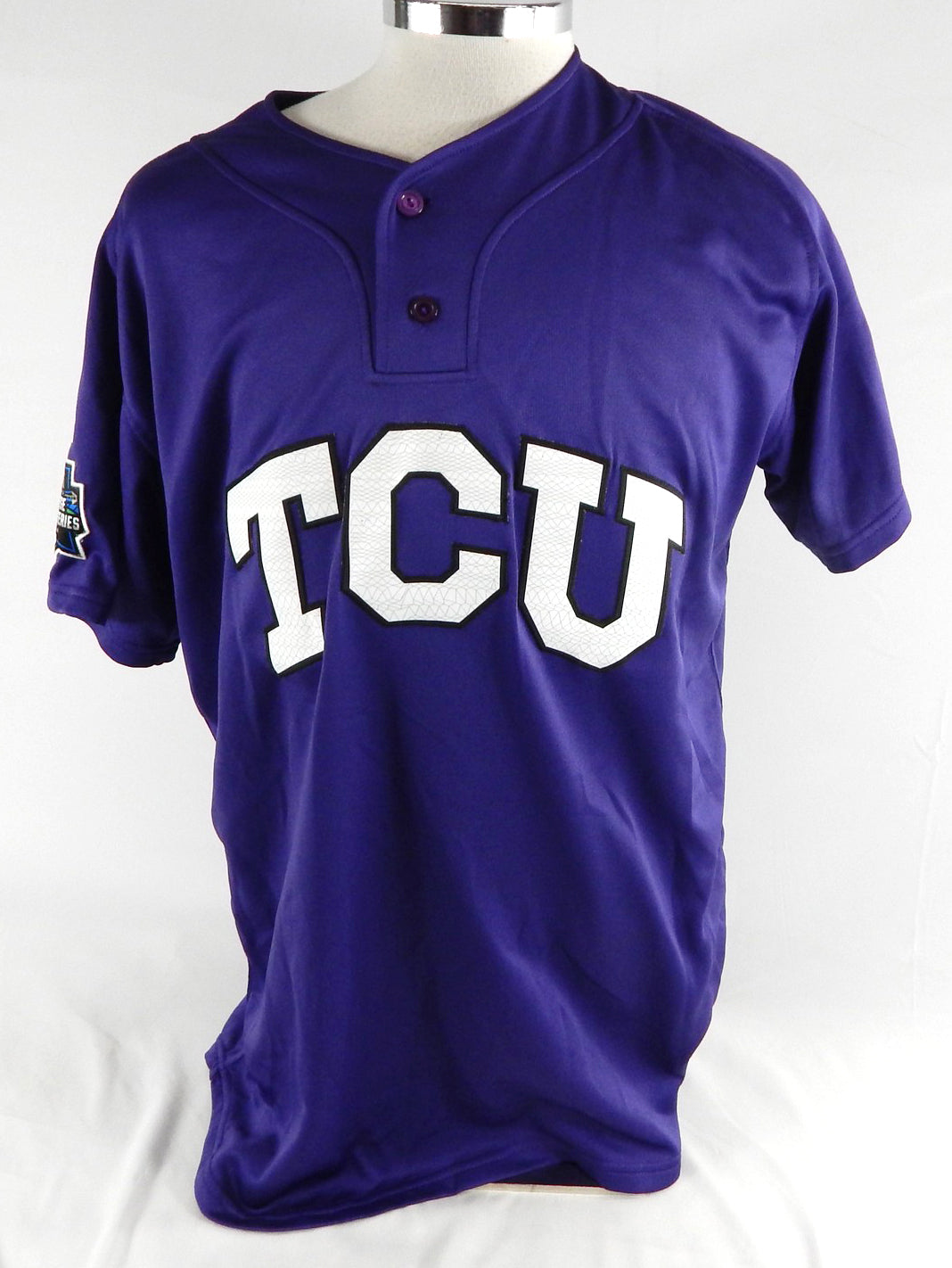 2016 Texas Christian Frogs #45 Game Used Purple Jersey World Series Patch 48 531