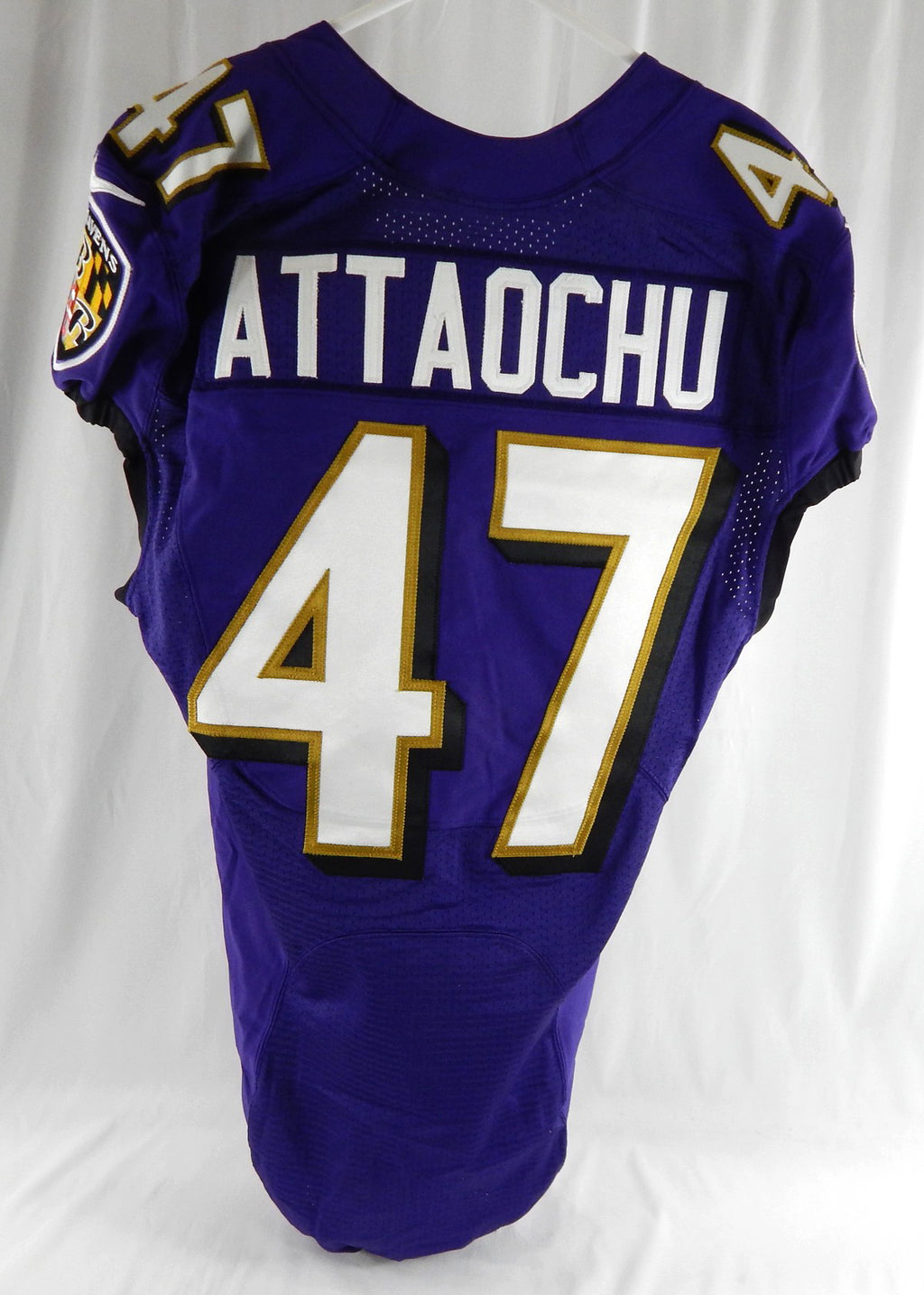 2017 Baltimore Ravens Jeremiah Attaochu #47 Game Used Purple Practice Jersey h 2 Pic2
