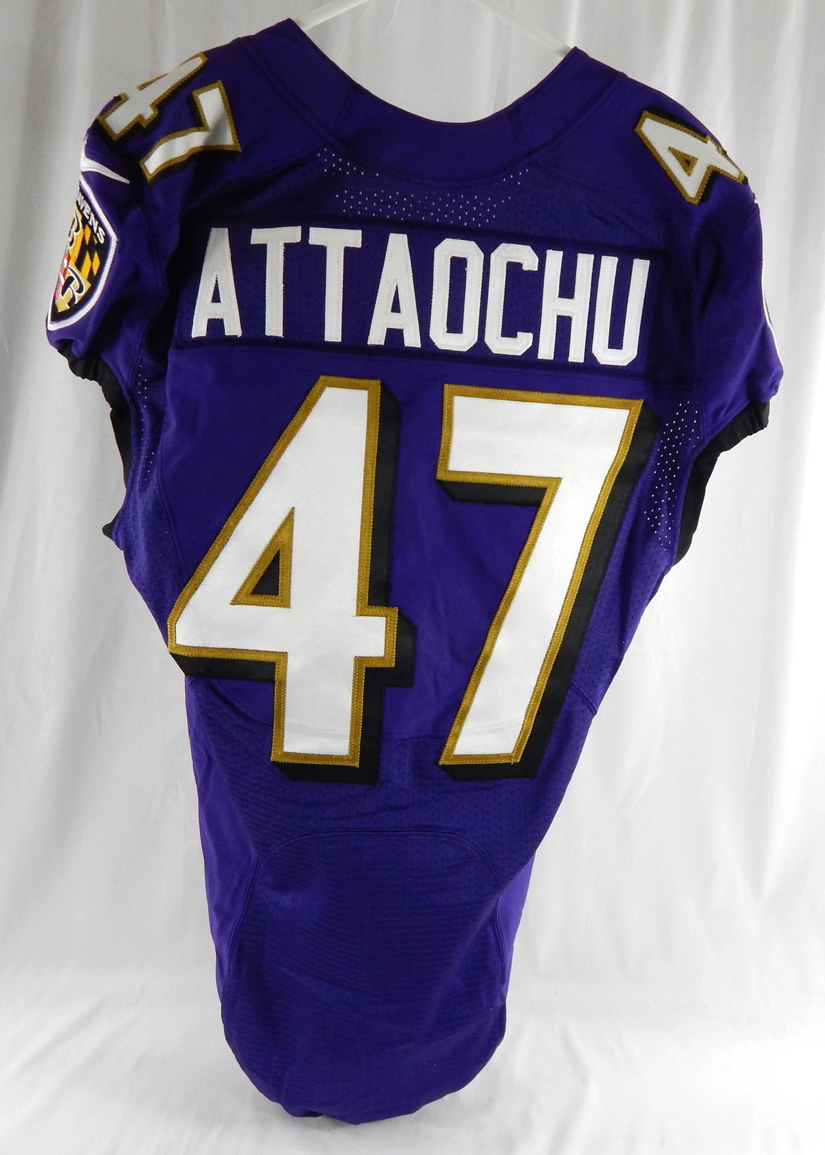 2017 Baltimore Ravens Jeremiah Attaochu #47 Game Used Purple Practice Jersey h 2 Pic2