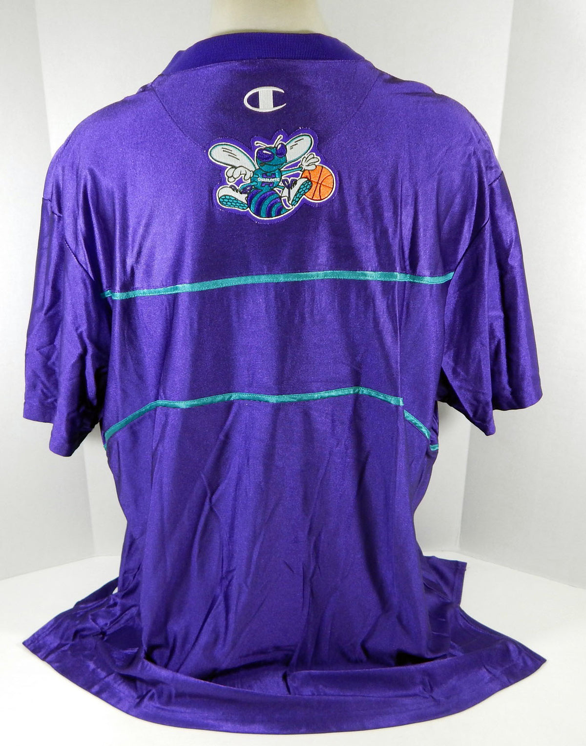 2001-02 Charlotte Hornets P.J. Brown #42 Game Used Purple Warm Up Shirt 911 P 1 Pic2
