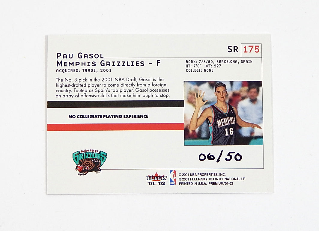 2001-02 Fleer Premium Star Rubies Red Pau Gasol RC #175 #'d 06/50 Pic2