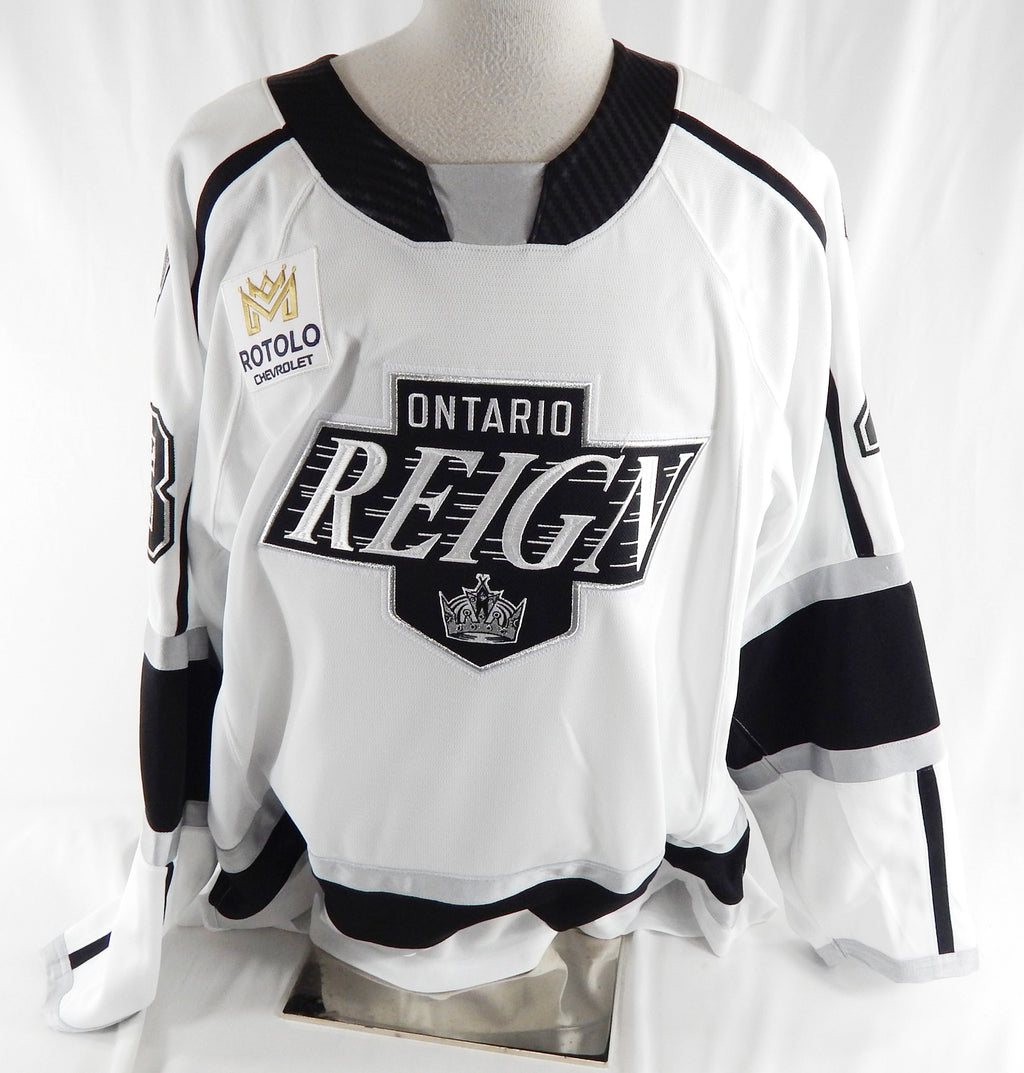2025-26 Ontario Reign Jacob Moverare #43 Game Used White Jersey Set 1 56 119
