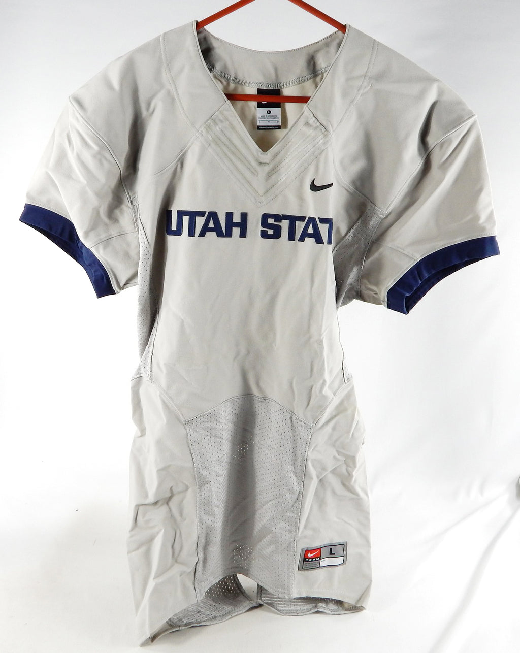 2012 Utah State Aggies Blank Game Issued Grey Jersey L 003