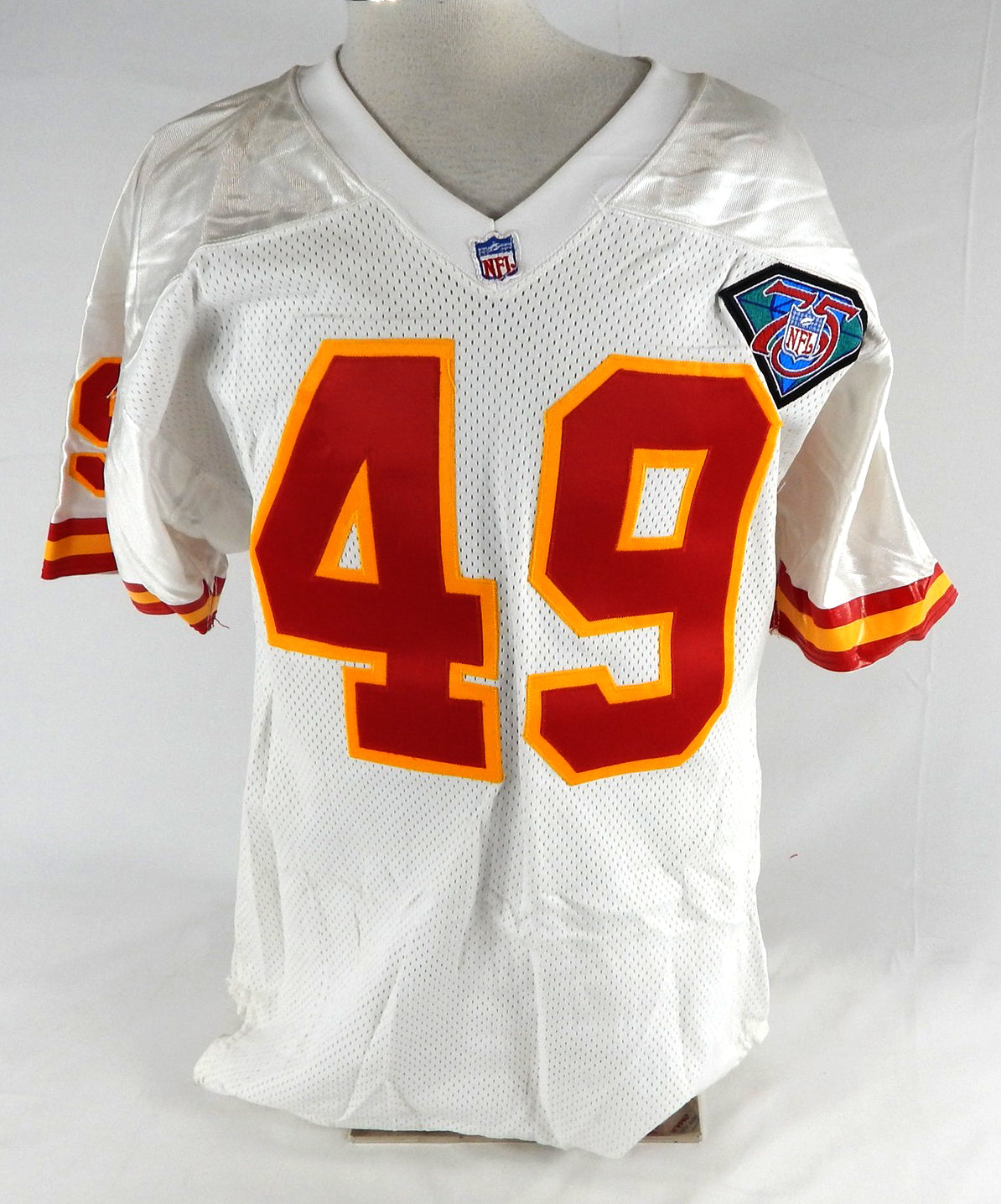 1994 Kansas City Chiefs #49 Game Issued White Jersey 75th Patch 46 085