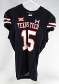 2021 Texas Tech Red Raiders #15 Game Used Black Jersey Throwback NP R44 011