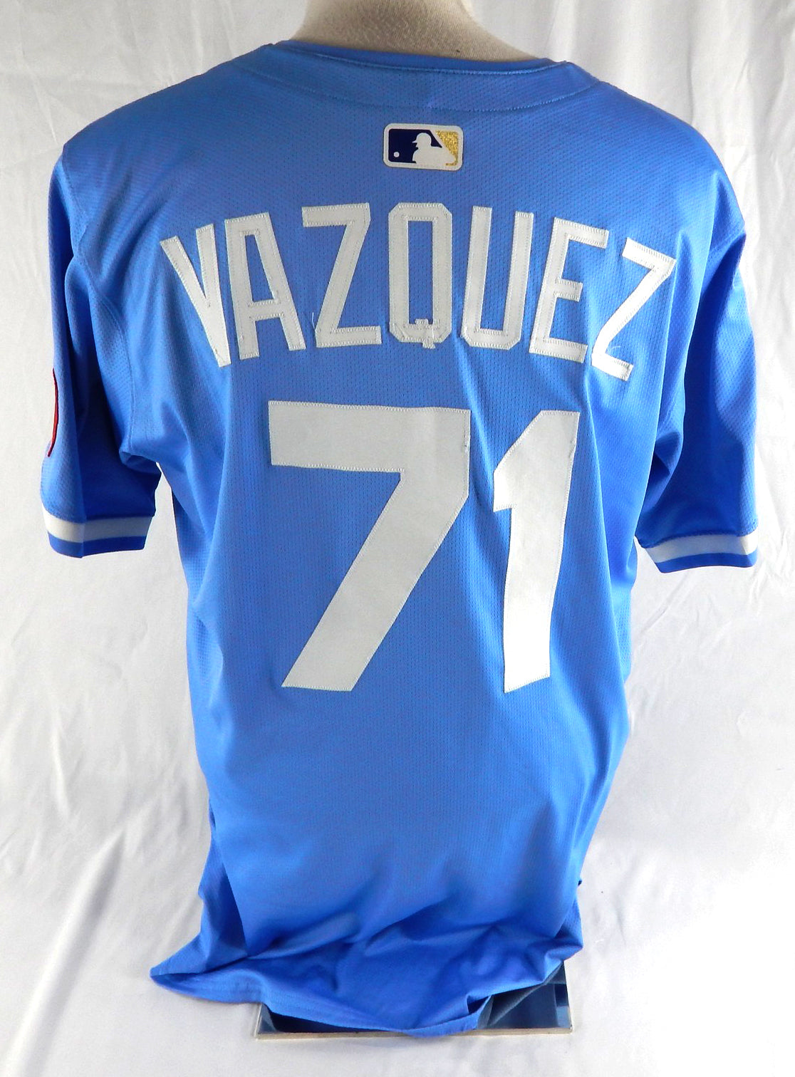2025 Kansas City Royals Daniel Vazquez #71 Game Issued Used Powder Blue Jersey 6 Pic2