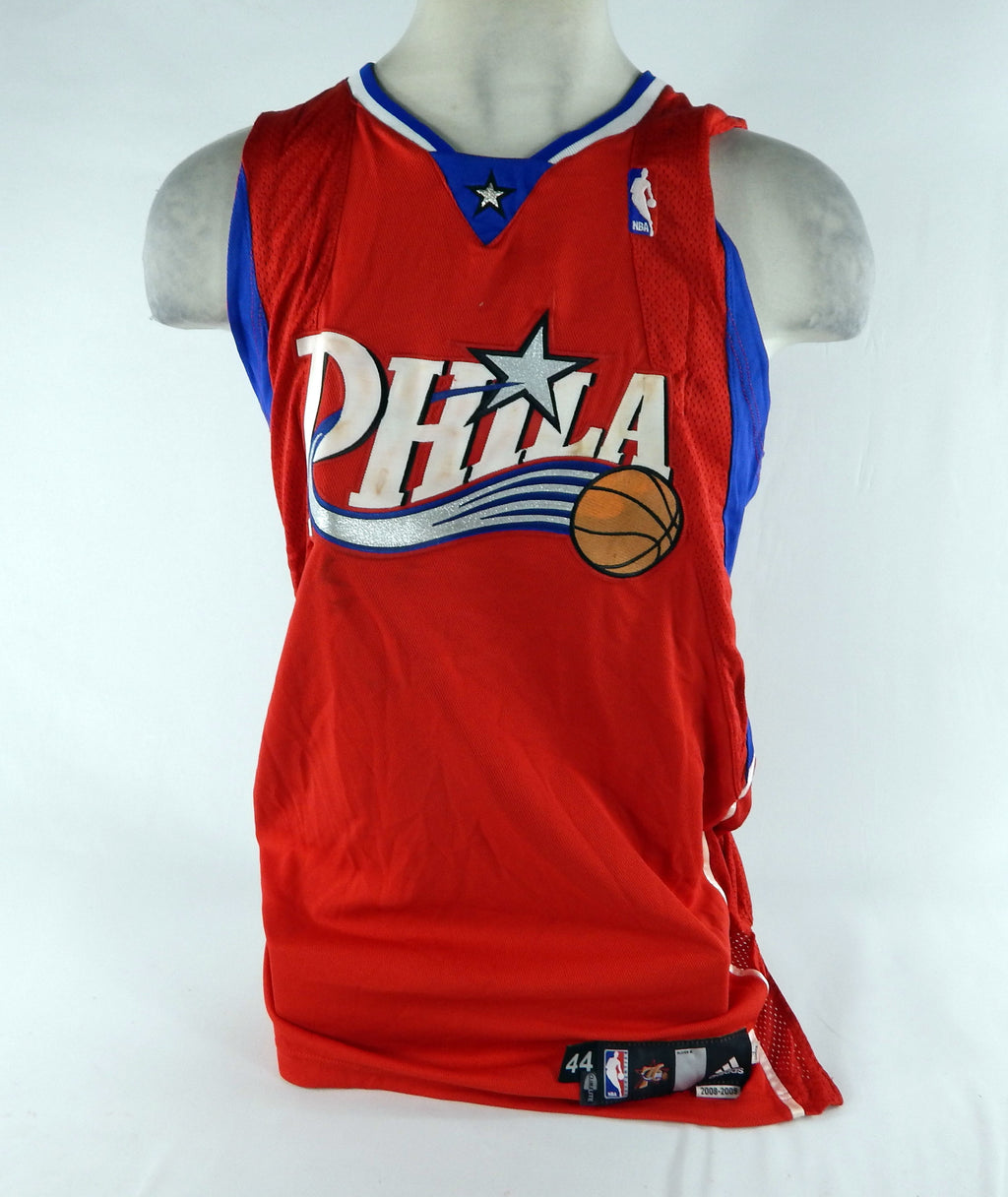 2008-09 Philadelphia 76ers Blank Game Issued Red Jersey 44 DP68955